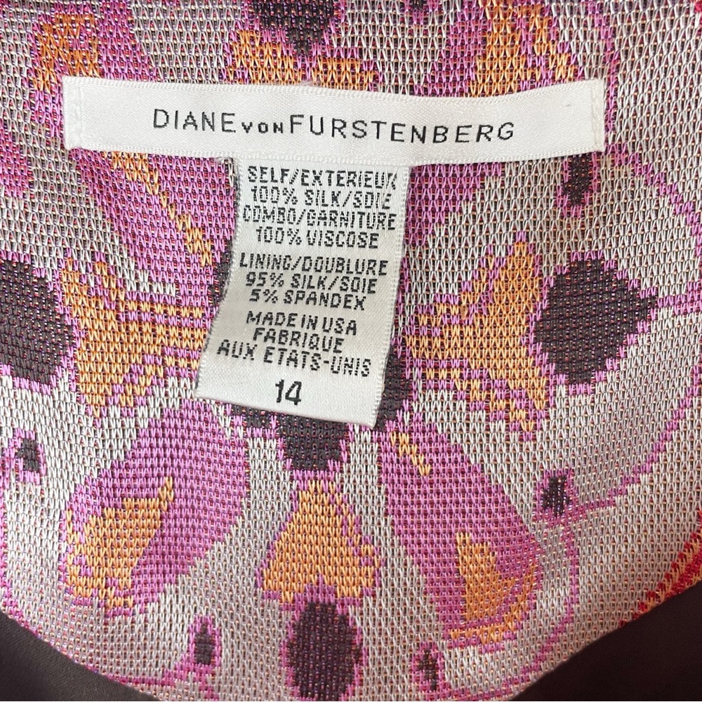 Diane Von Furstenberg Red Orange Purple Printed Silk Tunic Dress - Picture 4 of 7
